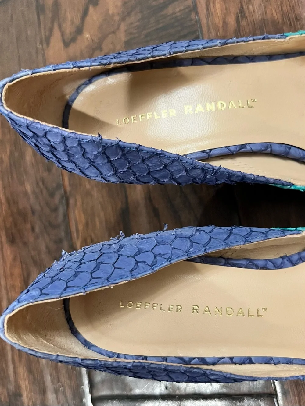 Loeffler Randall Two-Tone Pointed Pumps in Teal and Lavender